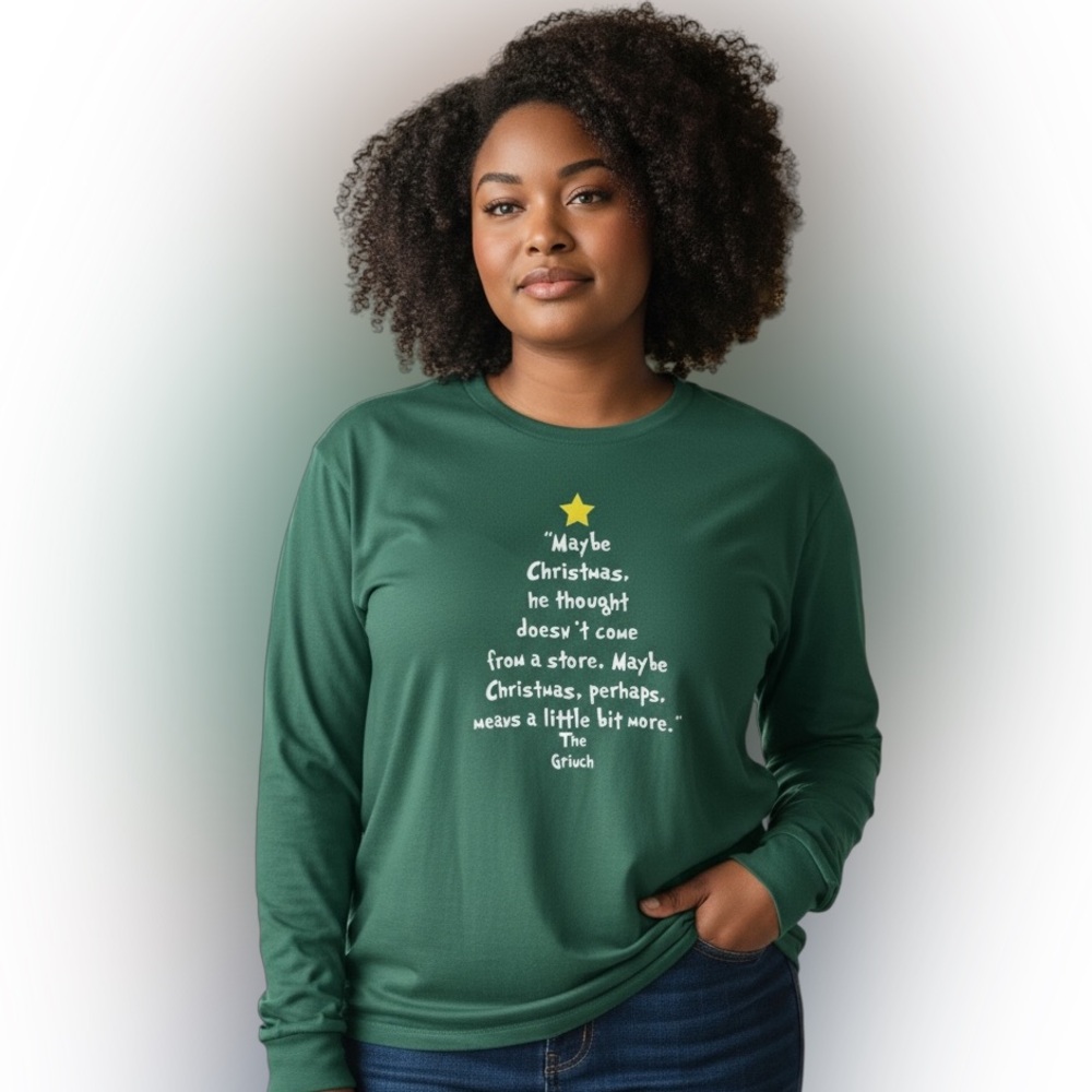 Torrid Grinch Quote Classic Fit Green Long Sleeve Top Size 3X NWT